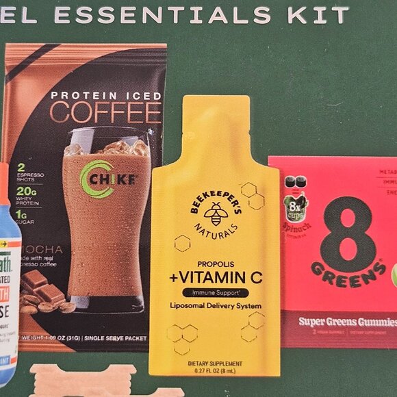 Ready To Jet Set Travel Essentials Kit Green Canvas Carry Case 10 Piece Set NEW - Picture 6 of 10